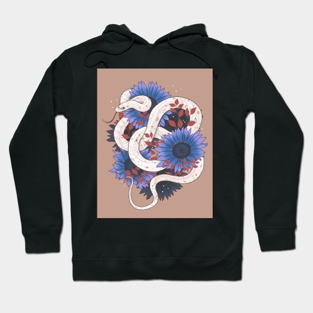 Palmetto Corn Snake with Blue Sunflowers Hoodie by starrypaige